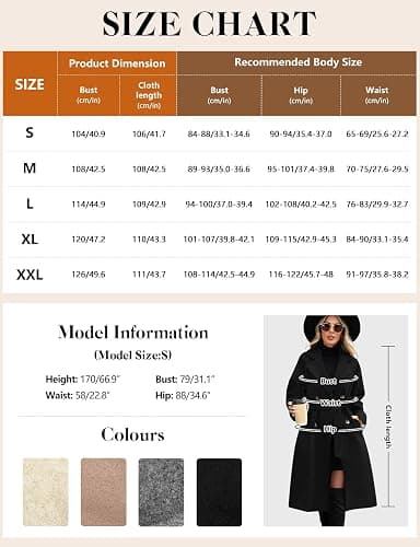 AFFA Women's Double Breasted Trench Coat Elegant Lapel Collar Jacket Winter Fall Slim Long Outerwear with Belt Pockets thumbnail 6