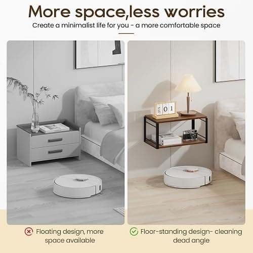 NANAGIFTREE Floating Nightstand, Wood Bedside Shelf Wall Mounted Nightstand, Floating Bedside Table Wall Shelf for Bedroom, Living Room, Bathroom, Kitchen, Office (Vintage Brown) thumbnail 5