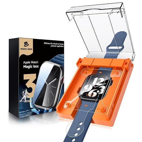 MAGIC JOHN 2 Pack for Apple Watch SE 3 (2025)/ SE 2/ SE/Series 6/5/4 44mm Screen Protector, [Automatic Align Tech] Self-Healing Flexible TPU Film for iWatch 44mm, HD Transparent, Anti Scratch, Bubble Free - Image 1
