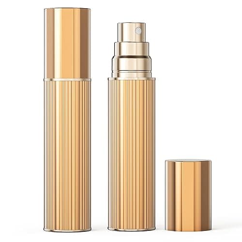 kuangre 10ml Perfume Atomizer Travel Refillable, Glass liner filled perfume bottle, Mini Cologne Dispenser, Portable Sprayer Pocket Size for Women Men Cruise Car Trip Gift 0.34oz (Gold) - Image 1