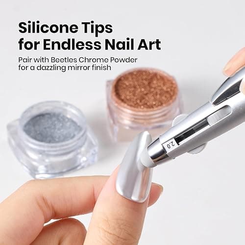 Beetles Nail Dotting Pen 4-in-1 Manicure Art Tools in Ballpoint Design with Size Marking and Pressing Head Double-end Nail Dotting Tool, Pefect for Dottings Painting Gems Chrome Powder DIY and Salon thumbnail 4
