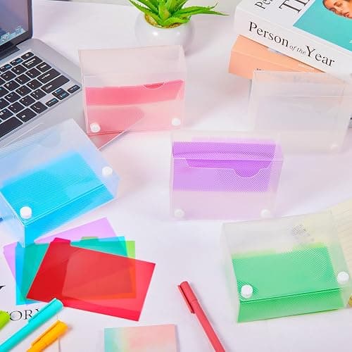 Tenceur 12 Pcs Index Card Case 3" x 5" Index Card Holder with Colorful Tab Dividers Plastic Flash Card Organizer Notecard Box for Storing Recipe Cards Office School thumbnail 2