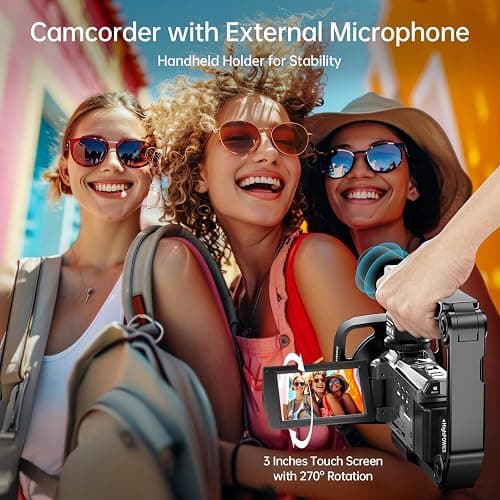 8K Video Camera Camcorder 88MP UHD WiFi Vlogging Cameras for YouTube 18X Digital Zoom IR Night Vision 3.0''Touch Screen Camera with 32GB Card, Microphone, Stabilizer, Lens Hood, Remote, Batteries thumbnail 6