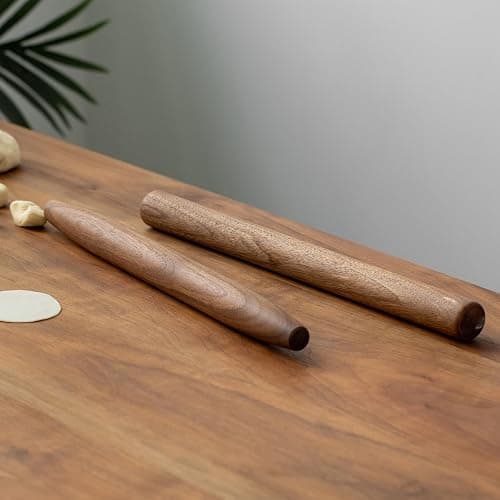 Muso Wood Decorative French Rolling Pins for Baking,Wooden Rolling Pin,Pastry Pizza Dough Roller (Walnut 15-3/4 Inch) thumbnail 6