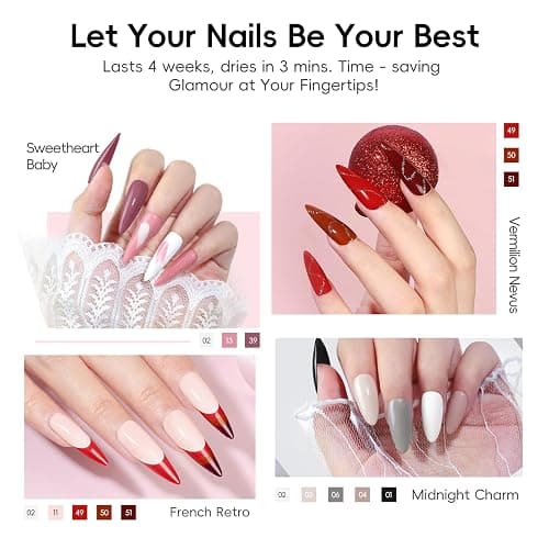 PEACECOLOR 39pc Gel Nail Polish Kit with U V Light, Pink Brown Nude Dark Red 22 Colors Pastel Gel Polish Kit with Base Top Coat Matte Glossy French Nail Art for Beginners Manicure DIY thumbnail 4