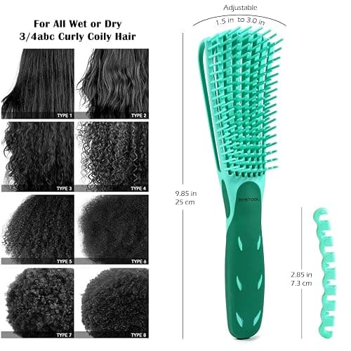 BESTOOL Detangling Brush for Black Natural Hair, Curly Hair Afro 3/4abc Texture - Faster and Easier Detangle Wet or Dry With No Pain (Green) thumbnail 4