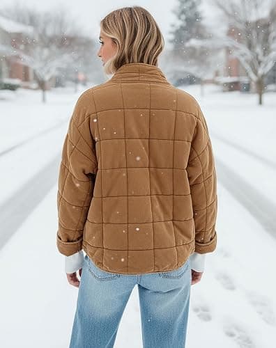 SAUKOLE Womens Winter Dolman Long Sleeve Full-Zip Quilted Jacket Coat Warm Outerwear thumbnail 6