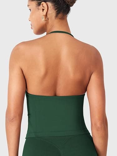 YEOREO SoftHue Impact Longline Strappy Top Women's Halter Workout Tank Tops Backless Gym Longline with Adjustable Strap thumbnail 4