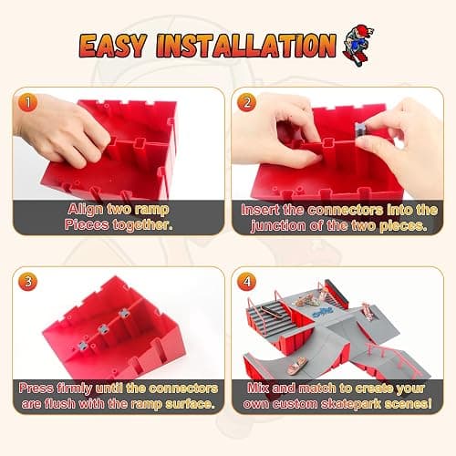 CS COSDDI Finger Skateboard Park Kits,14 in 1 Skateboard Finger Toys with 8 Finger Skateboards & 14 Skatepark Deck Ramp,Finger Bike for Boys or Girls Gift,Mini Finger Skateboards Ramp Accessories Set thumbnail 5