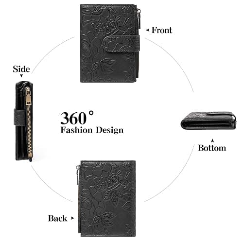 GAEKEAO Womens Wallet Small Vegan Leather RFID Blocking Bifold Zipper Pocket Wallet Card Case Purse with ID Window thumbnail 6