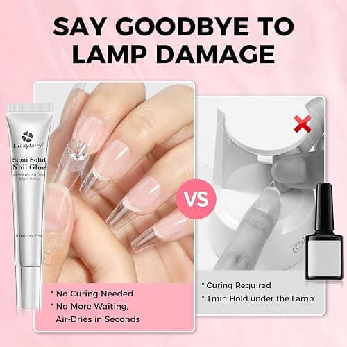 Super Strong Nail Glue for Press On Nails: 10g Semi Nail Glue with 12ml Glue Remover Kit, Quick Dry, No UV Lamp Needed with Gentle Non-Acetone Remover, Long Lasting for Acrylic Fake Nails Tips thumbnail 3