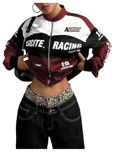 [ GORGLITTER ] Women's Racing Varsity F1 Jacket - Image 1
