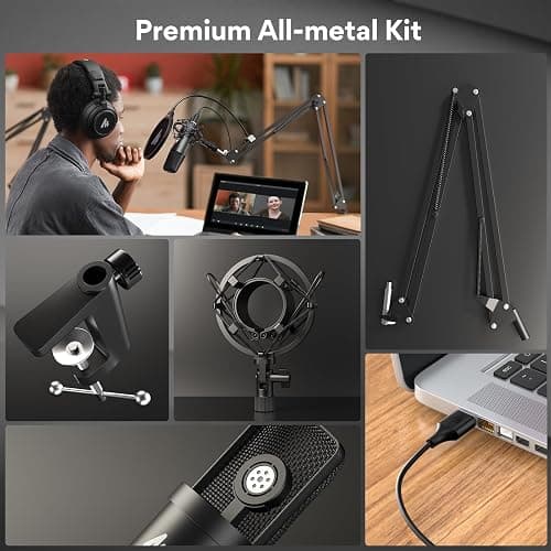 USB Microphone, MAONO 192KHZ/24Bit Plug & Play PC Computer Podcast Condenser Cardioid Metal Mic Kit with Professional Sound Chipset for Recording, Gaming, Singing, YouTube (AU-A04) thumbnail 6