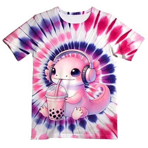 Ugtewxu Kids Neon Tie Dye Shirt for Boys Girls Tie-Dye T-Shirt Hippes Tshirt Senior Children Tee Size 6-16 Years Age - Image 1