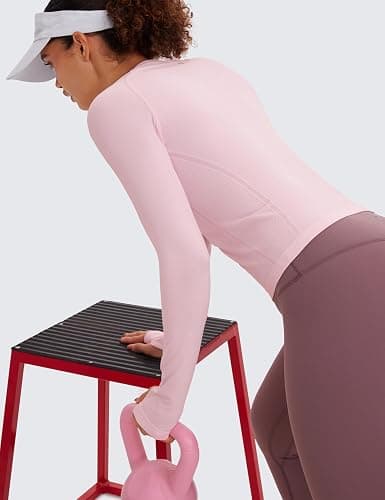 CRZ YOGA Seamless Long Sleeve Shirts for Women Waist - Workout Athletic Running Gym Yoga Tops Crewneck Breathable Quick Dry thumbnail 4