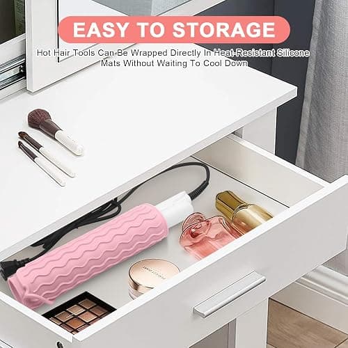 Suafrnut Plus Size Silicone Heat Resistant Mat for Hair Tools(12" x 9") | Portable Travel Hot Tools Pad Cover for Curling Iron, Flat Iron, Hair Straightener and Hair Styling Tools thumbnail 6