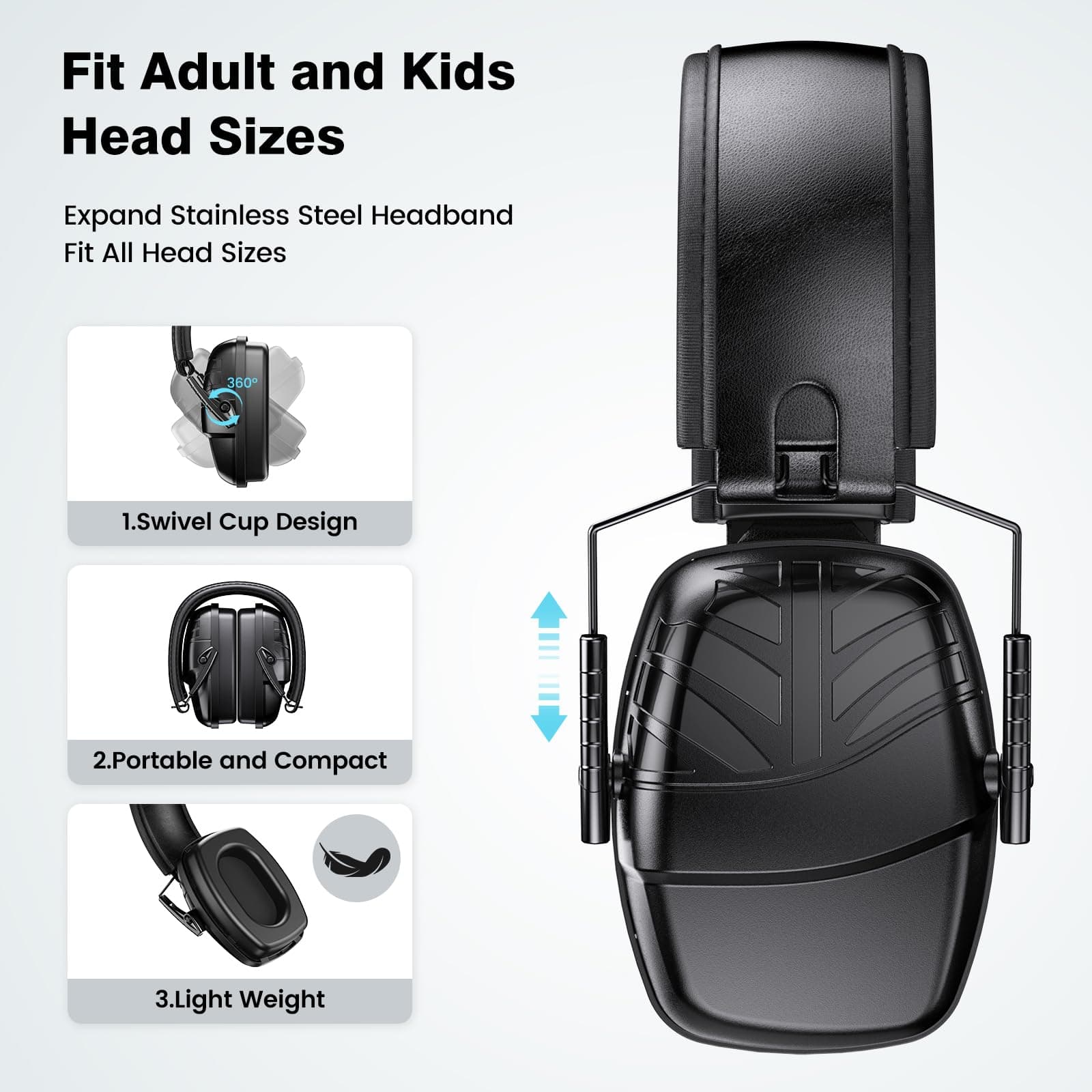 New Bee Protección Auditiva Cascos Antiruido para Adultos e Hijos 35dB SNR Aislante de Ruido Profesional, Cascos Insonorizados para el Tiro, Jardinería, Estudiar, Trabajo de Construcción thumbnail 3
