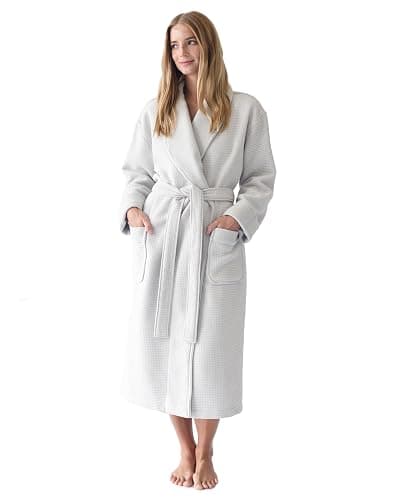 Cozy Earth Waffle Bath Robe - Lightweight Spa Robe with Pockets - 40% Viscose from Bamboo Blend - Image 1