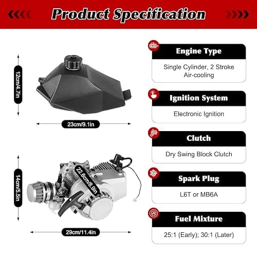 49CC 2-Stroke Bicycle Engine Kit - 1.9KW/3HP Motor with 0.32gal Tank for DIY Bike Conversion (Max 48km/h, Fits Beach Cruisers & Mountain Bikes) thumbnail 8