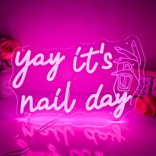 Planzo Yay It’s Nail Day Neon Sign Nail Tech Spa Salon Studio Beauty Business Stores Logo Barber Shops LED Wall Sign Girl Bedroom Neon Light Wall Decor Lady Birthday Christmas Gift 5V USB 15.75" Pink thumbnail 7
