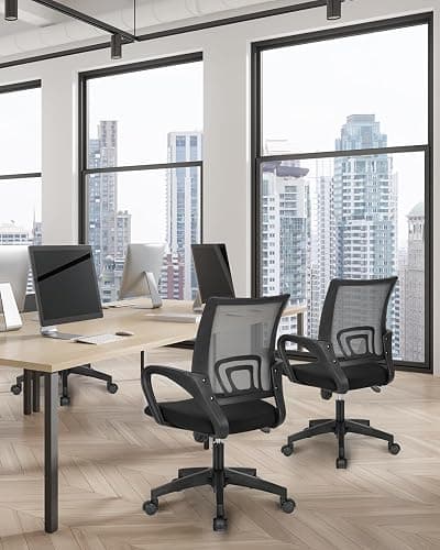 NEO CHAIR Office Desk Computer Chair Ergonomic Mesh Gaming Mid Back Seat with Comfy Lumbar Support Adjustable Height Swivel for Home Task (Black) thumbnail 2