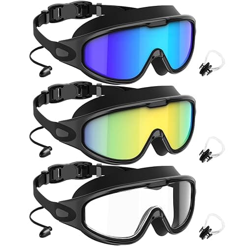 NSSIW Swim Goggles,Anti-Fog UV 180Β°Clear View Swimming Goggles,3 Pack Goggles Swimming Adult Men Women Youth - Image 1