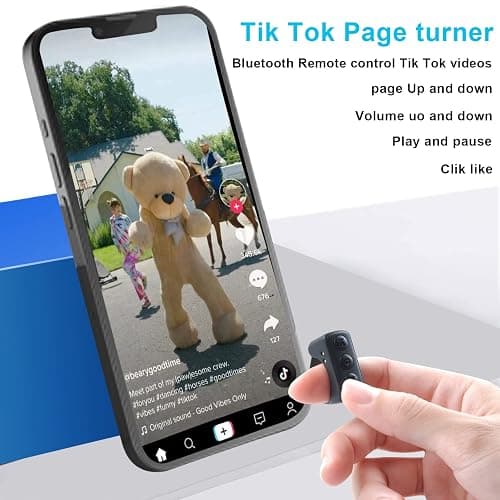 TIK Tok Bluetooth Remote Control Page Turner for iPhone Android Ipad Cell Phone Camera Remote Shutter Selfie Button, Bluetooth Ring for Kindle (Black) thumbnail 2