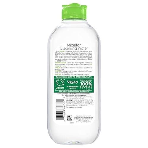 Garnier Micellar Water for Oily Skin, Facial Cleanser & Makeup Remover, Mattifying, For All Skin Types, Vegan, Cruelty Free, 13.5 Fl Oz (400mL), 1 Count thumbnail 8