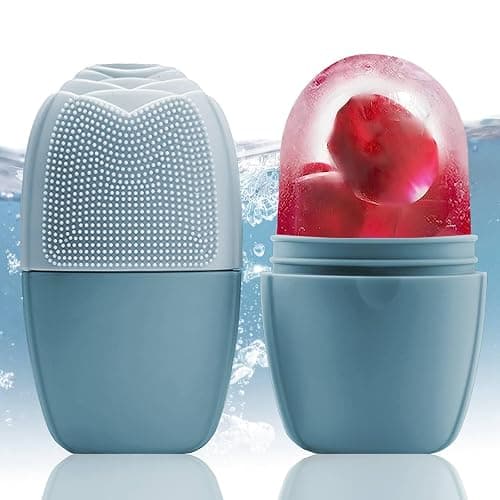 XHJRI Ice Face Roller Massager,Ice Cube Roller for Face, Eyes and Neck Naturally Conditioning and Skin Care,De-Puff Eye Bags,Reduce Migraine Pain,Reusable Massage Silicone Ice Mold (Purple) - Blue - Image 1
