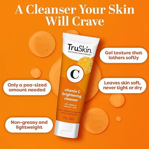 TruSkin Vitamin C Brightening Face Wash with Rosehip Oil, 5 fl oz | Vitamins C & E, Aloe Vera and MSM gently cleanse, refresh and support radiant-looking skin without over-drying thumbnail 4