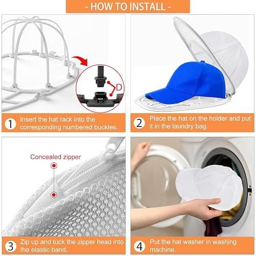 Hat Washer Cage Hat Cleaner for Baseball Caps Fit for Adults and Kids Hats, White thumbnail 6