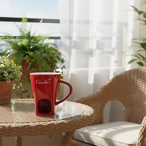 HOMEFISH Chocolate Fondue Mug Ceramic Melting Mug Fondue Coffee Cup Melting Fondue Mug for Chocolate Cheese Butter 130 ml (R) thumbnail 5