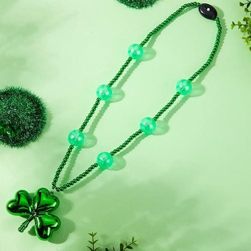 JOYIN St. Patrick's Day LED Shamrock Bead Necklace, Green Jumbo Bead Necklace for St. Patrick's Day Carnival Dress Up, Costume Party Accessories, Irish Decorations Favors thumbnail 8