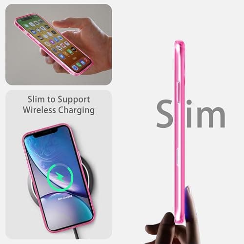 JJGoo Compatiable with iPhone XR Case Clear, Transparent Shockproof Phone Case, Slim Anti-Scratch Hard PC Back Protective Cover Bumper, Transparent Pink thumbnail 3