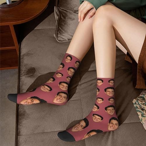 COWDIY Custom Faces Socks with Photo Personalized Funny Crew Socks Gift Novelty Sock for Men Women thumbnail 7