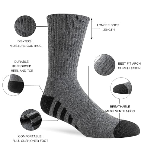 JOYNÉE 8 Pairs Mens Crew Work Cushion Socks Long Athletic Running Socks Workout Breathable Socks thumbnail 3