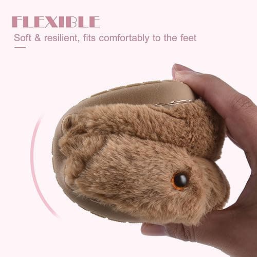JACKSHIBO Toddler Slippers Boys Girls Dinosaur House Shoes Cute bunny Slipper for Home Indoor Winter Bedroom Non Slip Soft Rabbit Warm shoes thumbnail 4