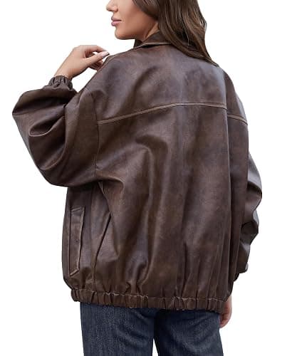 Bakyarder Womens Oversized Y2K Faux Leather Jackets Vintage Plus Size Fashion Motorcycle Coats Fall Fashion Outfits 2025 thumbnail 2