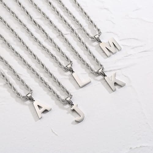 WEDDINEN Stocking Stuffers-Layered Initial Necklace for Men Boys Figaro Twist Rope Chain Letter Necklace Jewelry Christmas Birthday Gift for Men Boyfriend Teen Boys thumbnail 3