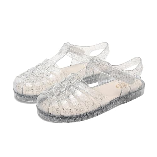 TANDEFLY Jelly Sandals for Girls,Closed Toe Princess Costume Summer Dress Shoes Fisherman Water Beach Rubber Sole Flat Sandals for Toddler Little Kid Big Kid - Image 1