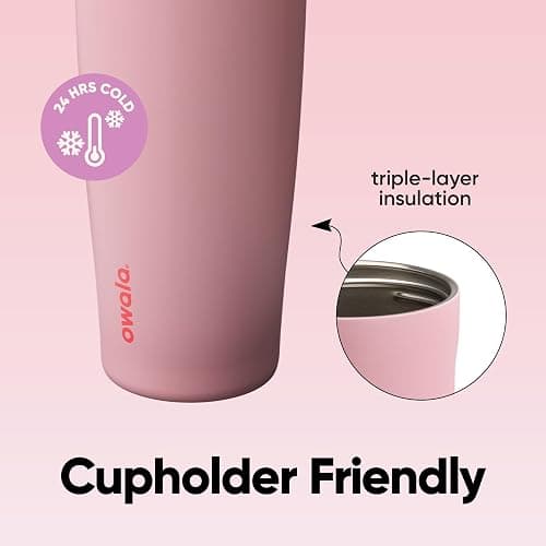 Owala FreeSip Sway Insulated Stainless Steel Water Bottle with Two-Way Spout, Built-In Straw and Bucket Handle, Made for Travel, School, and Sports, 40oz, BPA Free, Leak Proof, Pink Angel Food Cake thumbnail 6