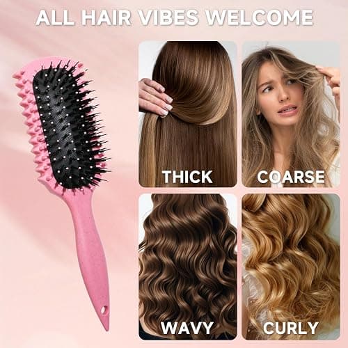 Curl Defining Brush, Curly Hair Brush Products With 3 Pcs Slick Back Hair Brush Set Bristle Brush Edge Control Teasing Comb for women (Blue) thumbnail 5
