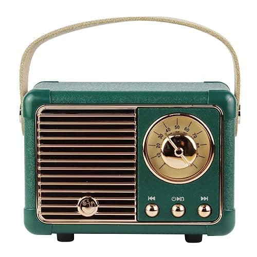 Fsjun Retro Wireless Bluetooth Speaker, Portable Outdoor Speakers,Vintage Decor, Mini Speakers with Powerful Sound, Hands-Free Calls, USB/TF Card/AUX Support (Green) - Image 1