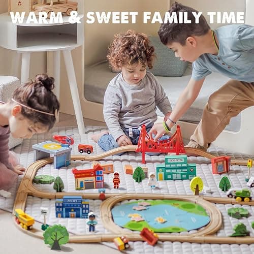 Tiny Land 110PCS Wooden Train Set – Toy Train with Tracks for Kids Ages 3-7, Compatible with Major Brands, Ideal Railway Playset for Boys and Girls, Great Birthday thumbnail 2