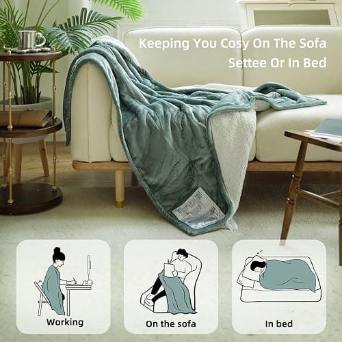 GOTCOZY Heated Blanket Electric Throw 50''X60''- Soft Silky Plush Electric Blanket with 4 Heating Level & 3 Hour Auto Off Heating Blanket, ETL Certified Machine Washable (Green) thumbnail 3
