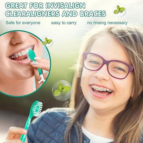 COCOBURI 5 in 1 Disposable mini Toothbrushes on The go Toothbrush Portable Travel Toothbrush（Toothpaste + Tongue Scraper + Floss + Picks Individually Wrapped Prepasted Oral Care Mint 24 Packs thumbnail 7