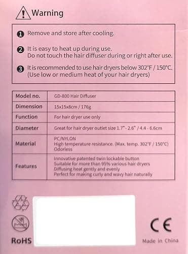 GIHALI Universal Hair Diffuser “Super Sturdy” 1.7 Inch to 2.6 Inch for Natural Curly and Wavy Hair, Hair Dryer Attachment (Rose Gold) thumbnail 10
