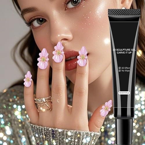 3D Nail Sculpting Gel, 15ML Solid Rhinestone Glue Nails Art, Non Stick False Nails Extension Gels for Carving Patterns, UV LED Builder Blooming Gels Nail Polish Super Adhesive, for Girls & Women thumbnail 5