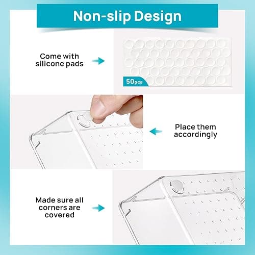 Vtopmart 10 Pcs Makeup Drawer Organizer Bins Set, 4 Size Plastic Makeup and Vanity Organizer Trays, Clear Acrylic Vanity Storage Containers for Cosmetics, Toiletries, Jewelry, Gadgets, Office Supply thumbnail 6
