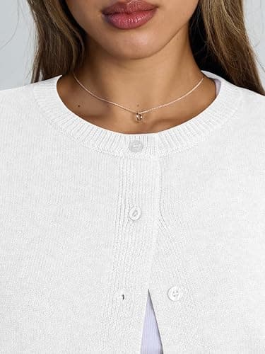 Trendy Queen Cropped Cardigan Sweaters for Women Lightweight Crop Knit Y2k Fall Outfits Fashion Clothes 2025 thumbnail 5